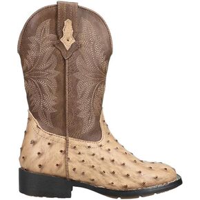 ROPER Kids Boys Jed Embroidered Square Toe Casual Boots Mid Calf - Brown