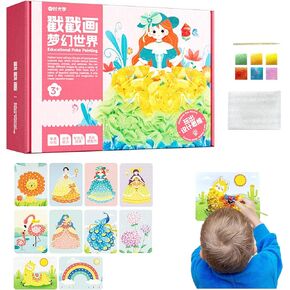 Rikostuoz Crafts Kits for Kids 10 Sheets of Poking Boards,DIY Poking Creative Puzzle Puncture Painting,Art Paper Craft Kit Kids Toys Gifts(Dream World)