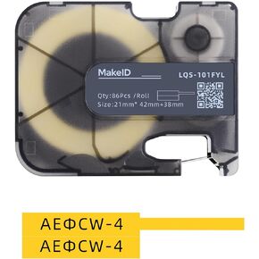 MakeID Wire and Cable P-Flag Polypropylene Label Cartridge Black on White, 0.82" H x 1.65" W 86 Labels/Roll, Adaptable for P31 Industrial Label Makers