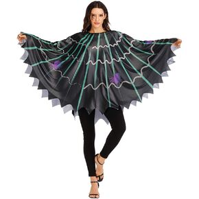 ReneeCho Women’s Web Poncho Bat Vampire Halloween Costume Adults Spider Black Cosplay Dress up Cape Plus Size