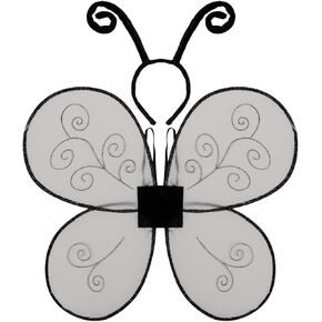 Funcredible Black Butterfly Wings and Butterfly Headband - Butterfly Costume for Adults and Kids - Black Bug Costume - Halloween Costumes for Women
