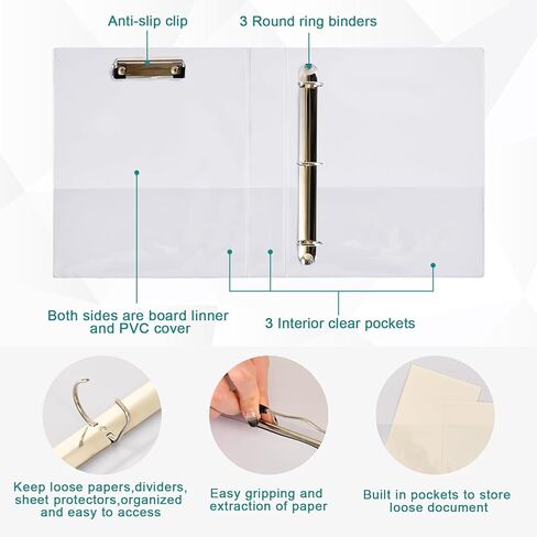 World Map 3 Ring 1.5 Inch Binder 2 Pack, School Supplies Binder for Girls Boys - Round Rings Binder for Letter A4 Size Paper, Decorative Hardcover Binder Organizer for Home School Office in Kuwait