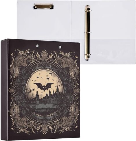Retro Bats Goth Castle Black Three Rings Binder 1-1/2 Inch Notebook Binders with Interior Pockets 1/2 Pack School Binders 200 Sheets in Kuwait