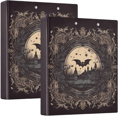 Retro Bats Goth Castle Black Three Rings Binder 1-1/2 Inch Notebook Binders with Interior Pockets 1/2 Pack School Binders 200 Sheets in Kuwait