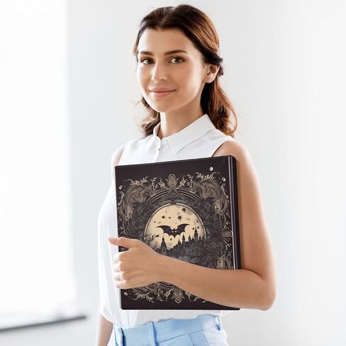 Retro Bats Goth Castle Black Three Rings Binder 1-1/2 Inch Notebook Binders with Interior Pockets 1/2 Pack School Binders 200 Sheets in Kuwait