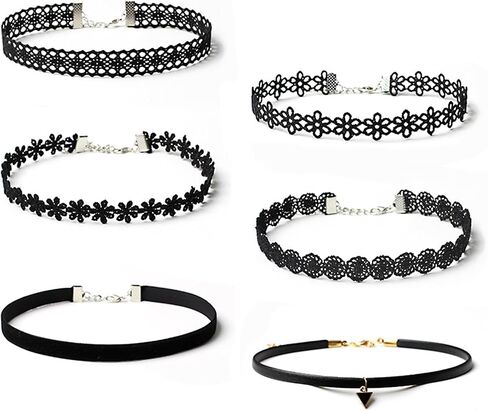 YEEQIN Black Choker Necklaces for Women Chokers Black Velvet Choker Necklaces Set Classic Gothic Tattoo Lace Choker in Saudi Arabia