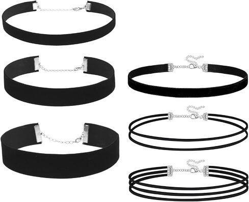 YEEQIN Black Choker Necklaces for Women Chokers Black Velvet Choker Necklaces Set Classic Gothic Tattoo Lace Choker in Saudi Arabia