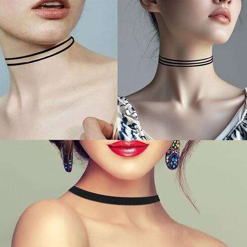 YEEQIN Black Choker Necklaces for Women Chokers Black Velvet Choker Necklaces Set Classic Gothic Tattoo Lace Choker in Saudi Arabia