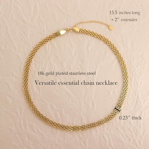 Jean Beau Gold Choker Necklace for Women, Simple 18K Gold Plated Adjustable Link Chain Prom Jewelry Gifts in Saudi Arabia