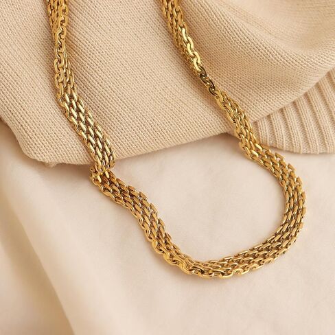 Jean Beau Gold Choker Necklace for Women, Simple 18K Gold Plated Adjustable Link Chain Prom Jewelry Gifts in Saudi Arabia