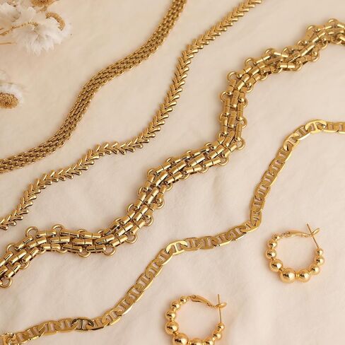 Jean Beau Gold Choker Necklace for Women, Simple 18K Gold Plated Adjustable Link Chain Prom Jewelry Gifts in Saudi Arabia