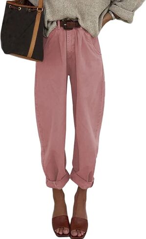 Astylish Womens High Waisted Baggy Jeans Boyfriend Cropped Loose Denim Pants in Saudi Arabia