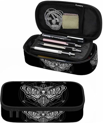 Black White Bats Pencil Case Halloween Bat Large Large Capacity Pen Pouch for School Student Office Adult Girl Boy in Saudi Arabia
