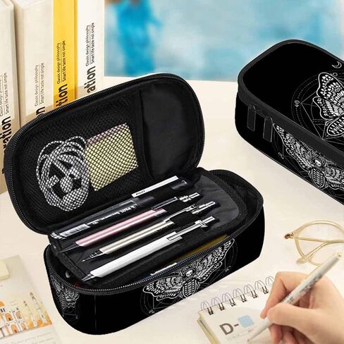 Black White Bats Pencil Case Halloween Bat Large Large Capacity Pen Pouch for School Student Office Adult Girl Boy in Saudi Arabia