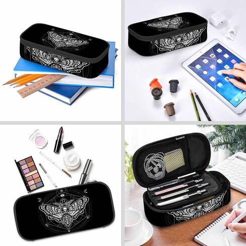 Black White Bats Pencil Case Halloween Bat Large Large Capacity Pen Pouch for School Student Office Adult Girl Boy in Saudi Arabia