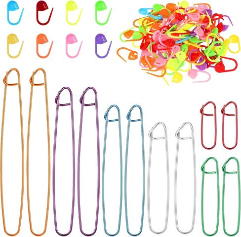 12 PCS Knitting Stitch Holder, 100Pcs Stitch Markers for Crocheting, Knitting Accessories Aluminum Yarn Holder Locking Stitches Markers Mix Color Knitting Crochet Markers in Saudi Arabia