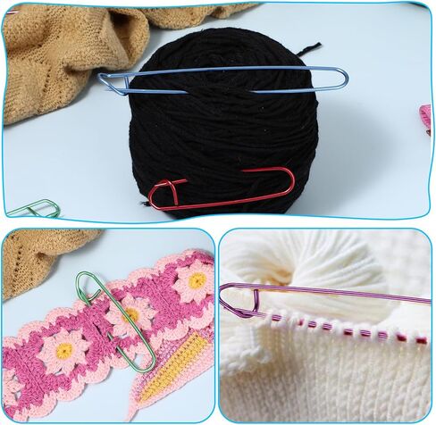 12 PCS Knitting Stitch Holder, 100Pcs Stitch Markers for Crocheting, Knitting Accessories Aluminum Yarn Holder Locking Stitches Markers Mix Color Knitting Crochet Markers in Saudi Arabia