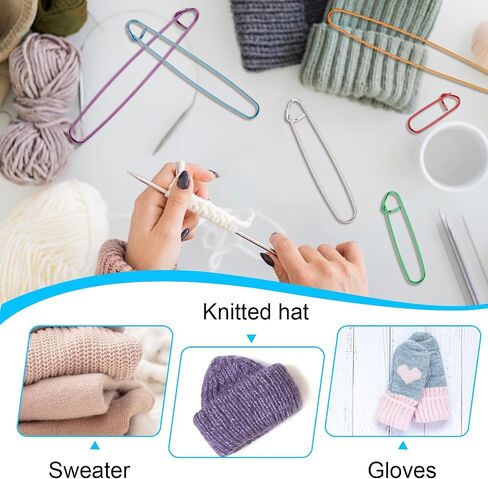 12 PCS Knitting Stitch Holder, 100Pcs Stitch Markers for Crocheting, Knitting Accessories Aluminum Yarn Holder Locking Stitches Markers Mix Color Knitting Crochet Markers in Saudi Arabia