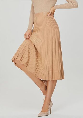 تنانير نسائية طويلة متماسكة بطيات، تنورة طويلة مرنة بخصر عالٍ لخريف وشتاء in Kuwait