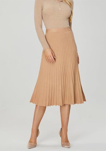 تنانير نسائية طويلة متماسكة بطيات، تنورة طويلة مرنة بخصر عالٍ لخريف وشتاء in Kuwait