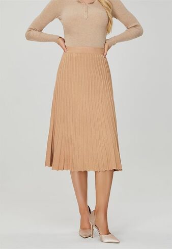 تنانير نسائية طويلة متماسكة بطيات، تنورة طويلة مرنة بخصر عالٍ لخريف وشتاء in Kuwait