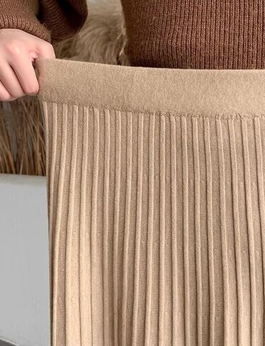 تنانير نسائية طويلة متماسكة بطيات، تنورة طويلة مرنة بخصر عالٍ لخريف وشتاء in Kuwait