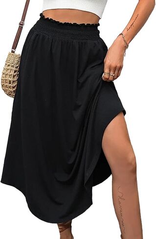 تنورة متوسطة الطول بجيوب غير متماثلة للنساء من Avanova، تنورة متأرجحة عالية الخصر، تنورة على شكل حرف A in Kuwait