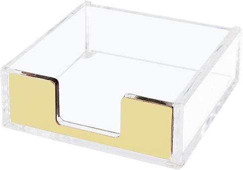 NatSumeBasics Gold Sticky Note Holder Clear Acrylic Yellow Post Note Pad Holders Memo Dispenser Case for Desk Office School Aesthetic Supplies Accessories (Pure Gold) in Saudi Arabia