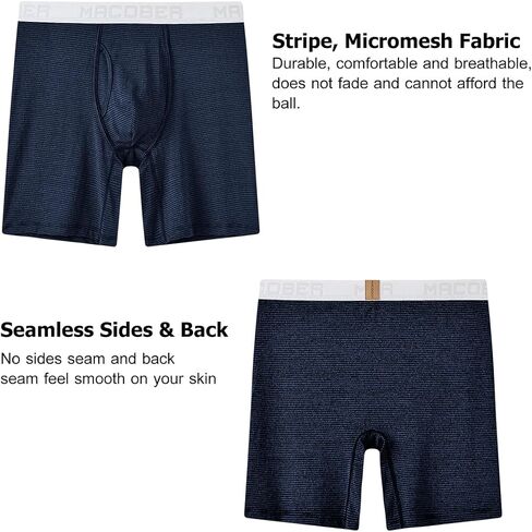 ZONBAILON Mens Underwear Stripe Moisture-Wicking Boxer Briefs in Kuwait