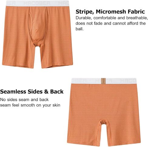 ZONBAILON Mens Underwear Stripe Moisture-Wicking Boxer Briefs in Kuwait