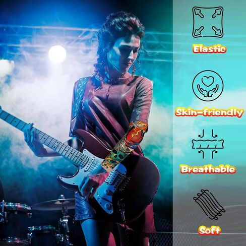 80s 90s Rocker Costume Wig, 10pcs Punk Costume Rockstar Accessories with Wig Sunglasses Sleeves Bracelet Props Glove in Saudi Arabia