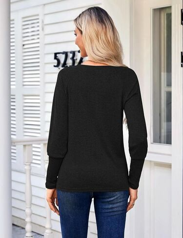 SimpleFun Womens Pleated Long Sleeve T Shirts Crew Neck Fall Tunic Tops Loose Fit Casual Basic Tees in Saudi Arabia