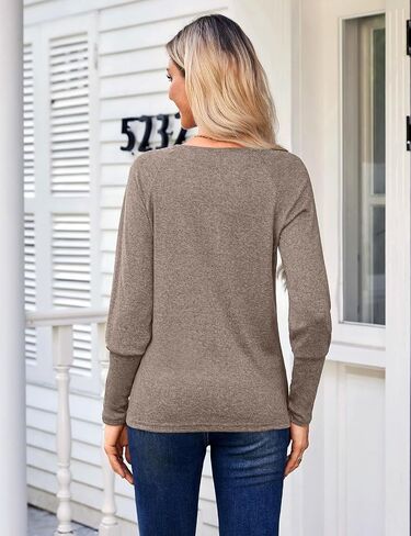 SimpleFun Womens Pleated Long Sleeve T Shirts Crew Neck Fall Tunic Tops Loose Fit Casual Basic Tees in Saudi Arabia