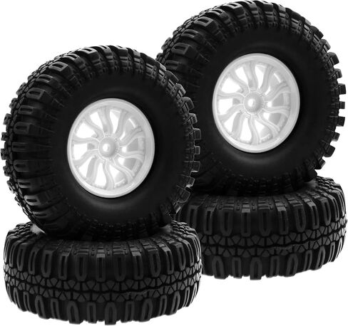RC 1.9" RC Tires and Wheel Nylon Rims 12mm Hex Hub OD 106mm/4.25" Rubber Tyre 10-Spoke Compatible with 1/10 Axial SCX10 RC4WD D90 Tamiya CC01 TF2 Traxxas TRX4 RC Crawler (White) in Saudi Arabia