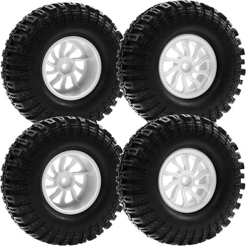 RC 1.9" RC Tires and Wheel Nylon Rims 12mm Hex Hub OD 106mm/4.25" Rubber Tyre 10-Spoke Compatible with 1/10 Axial SCX10 RC4WD D90 Tamiya CC01 TF2 Traxxas TRX4 RC Crawler (White) in Saudi Arabia