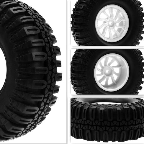 RC 1.9" RC Tires and Wheel Nylon Rims 12mm Hex Hub OD 106mm/4.25" Rubber Tyre 10-Spoke Compatible with 1/10 Axial SCX10 RC4WD D90 Tamiya CC01 TF2 Traxxas TRX4 RC Crawler (White) in Saudi Arabia