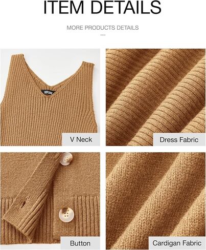 BTFBM Women Fall Knit Sweater Dress Set Bodycon Slit Midi Dresses Button Down Long Sleeve Cropped Cardigan 2 Piece Sets in Saudi Arabia