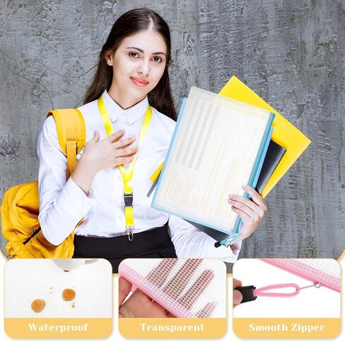 6 PCS A4 Mesh Zipper Pouch Bags Mesh Bags with Zipper Waterproof Clear Zipper Pouches for Organizing, Plastic Mesh Storage Bags File Bags for Puzzle Board Games and Office Supplies in Saudi Arabia