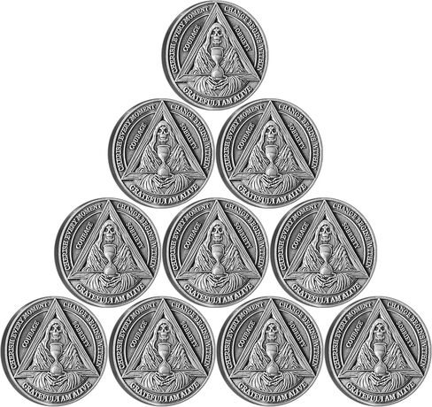 Serenity and Courage Sobriety Chip: Inspirational AA Medallion for Recovery and Reflection - Ideal Sobriety (Single Coin) in Kuwait