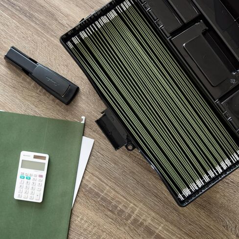IRIS USA File Box Slim with Lid File Organizer for Letter File w/ Organizer-Lid, Water Resistant Document Box, Plastic Mobile Filing Organizer, Secure Buckle, Portable Handle, Lockable, Black 4 Pack in Saudi Arabia