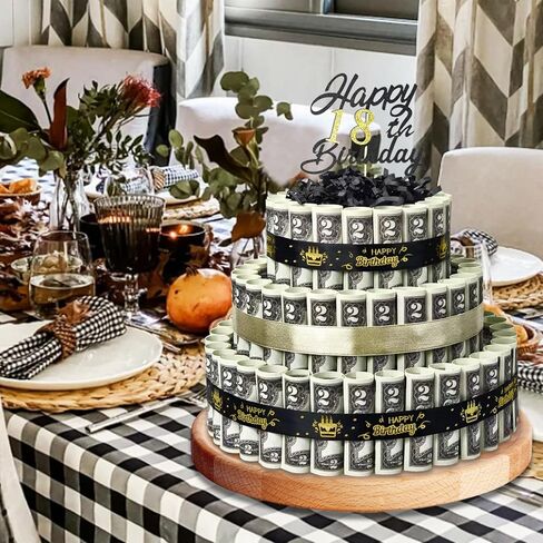 Happy Birthday Gift Can Be DIY Age 3 Layers Of Black Gold Cake Filled With Cash Happy Birthday Day Money Cake Gift Party Supplies Money Gift Ideas For Birthday Cake in Saudi Arabia