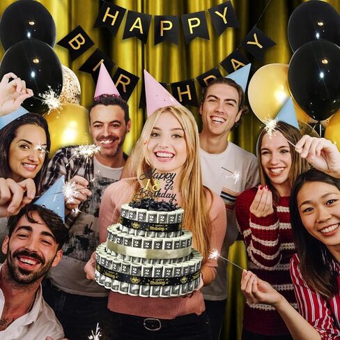 Happy Birthday Gift Can Be DIY Age 3 Layers Of Black Gold Cake Filled With Cash Happy Birthday Day Money Cake Gift Party Supplies Money Gift Ideas For Birthday Cake in Saudi Arabia