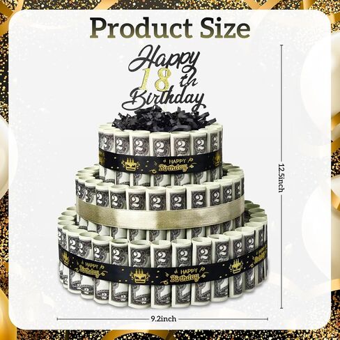 Happy Birthday Gift Can Be DIY Age 3 Layers Of Black Gold Cake Filled With Cash Happy Birthday Day Money Cake Gift Party Supplies Money Gift Ideas For Birthday Cake in Saudi Arabia