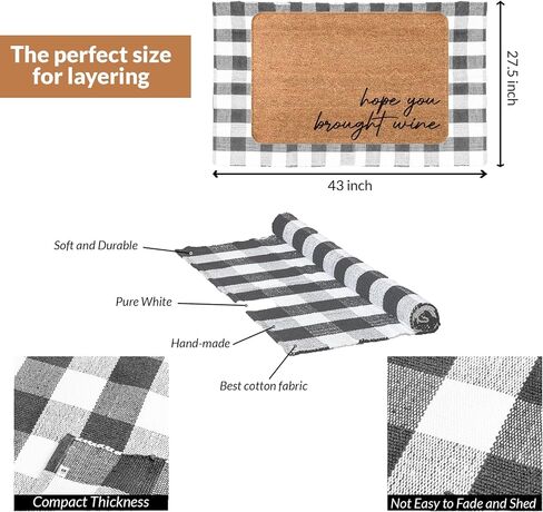 HOMEMONDE 3'x5' Buffalo Plaid Rug Washable Red and White Cotton Checked Area Rug Outdoor and Indoor for Living Room, Bedroom, Porch, Kitchen, Entryway in Saudi Arabia