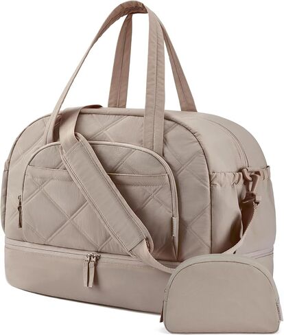 BAGSMART Gym Bag for Women, Duffle Bag for Travel with Shoe Compartment, Personalized Item Weekender Bags for Women, Large Carry on Overnight Travel Bag Duffel Bag for Sports, Hospital (Brown) in Saudi Arabia