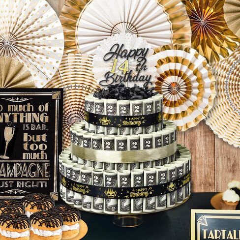 Happy Birthday Gift Can Be DIY Age 3 Layers Of Black Gold Cake Filled With Cash Happy Birthday Day Money Cake Gift Party Supplies Money Gift Ideas For Birthday Cake in Kuwait