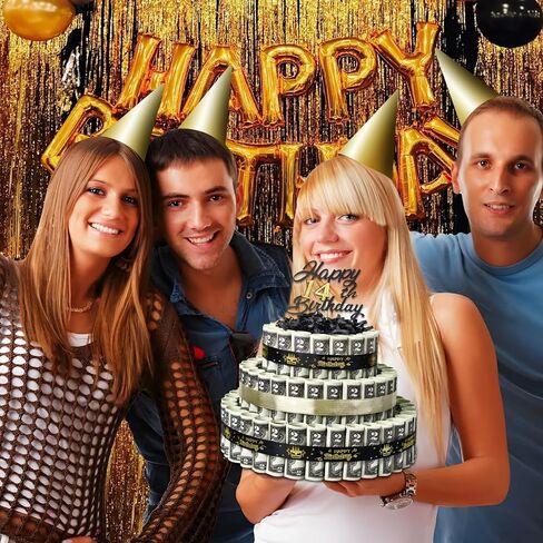 Happy Birthday Gift Can Be DIY Age 3 Layers Of Black Gold Cake Filled With Cash Happy Birthday Day Money Cake Gift Party Supplies Money Gift Ideas For Birthday Cake in Kuwait