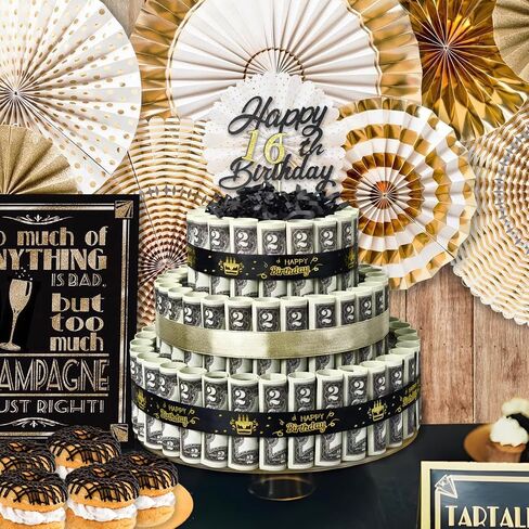 Happy Birthday Gift Can Be DIY Age 3 Layers Of Black Gold Cake Filled With Cash Happy Birthday Day Money Cake Gift Party Supplies Money Gift Ideas For Birthday Cake in Saudi Arabia