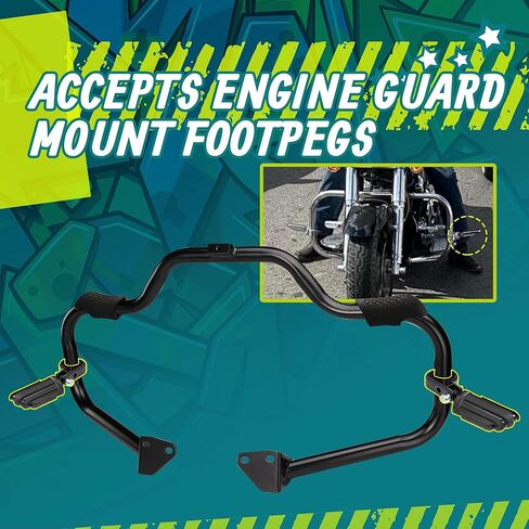 MoKitDora Dyna Engine Guard للطرق السريعة شارب تحطم بار 1.25 سم سمين لـ Harley Dyna Street Bob FXDB Fat Bob FXDF Low Rider FXDL Wide Glide FXDWG FXDC 2006-2017، كروم in Kuwait