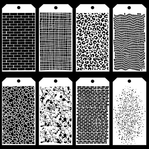 8 Pcs Stencils for Crafts, Reusable Art Stencils Mixed Media Layering Templates Background Stencils Leopard Brick Dot Layering Stencils for DIY Scrapbook Painting on Wood Crafts Furniture Paper in Saudi Arabia